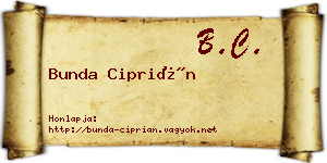 Bunda Ciprián névjegykártya